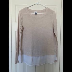 Cream and White Long Sleeve Blouse